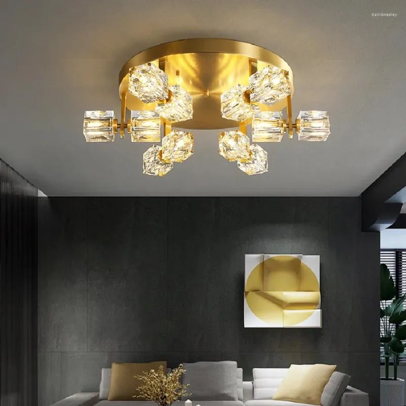 천장 조명 현대 창조적 인 크리에이티브 크리스탈 LED 조명 실내 장식 구리 샹들리에 골드 램프 거실 식탁 침실