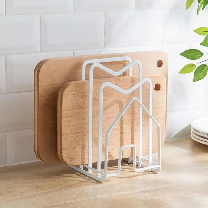 Andra förvaringshållare Racks Pot Lock Iron Cutting Board Stand Kök Organiserar hängande hyllor Täckverktyg 230410 VTDCU