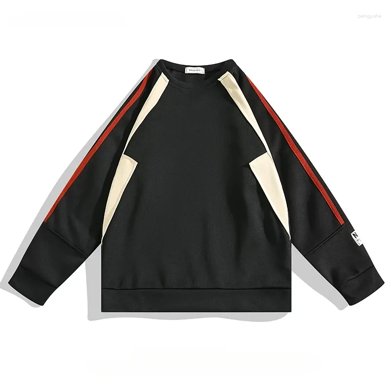 Men's Hoodies Men/Women Contrast Color Stitching Sports Sweatshirts Spring Autumn Trendy O-neck Long-sleeved Versatile Casual Couple