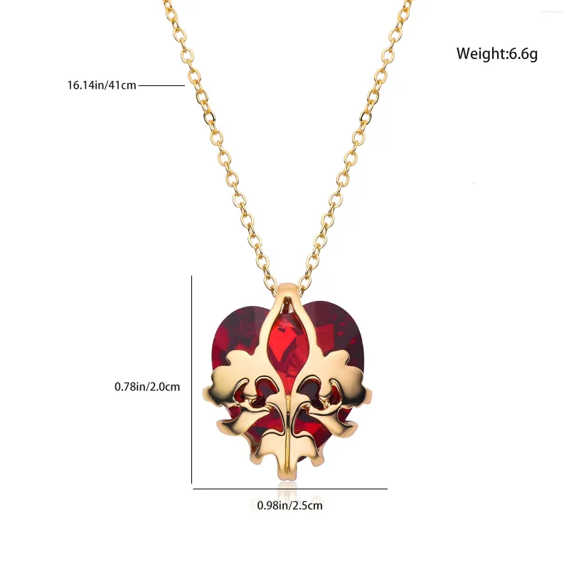 Anhänger Halsketten Winx On Club Eraklyon Bloom And Sky's Heart Halskette mit rotem Kristallzirkon Luxus Charm Schmuck für Frauen Mädchen