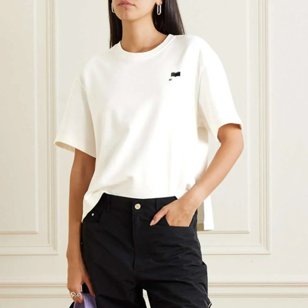 24SSイザベルマランカジュアルコットンティープリントルーズスモールループトップ女性デザイナーTシャツファブリック厚い短袖Tシャツトップ