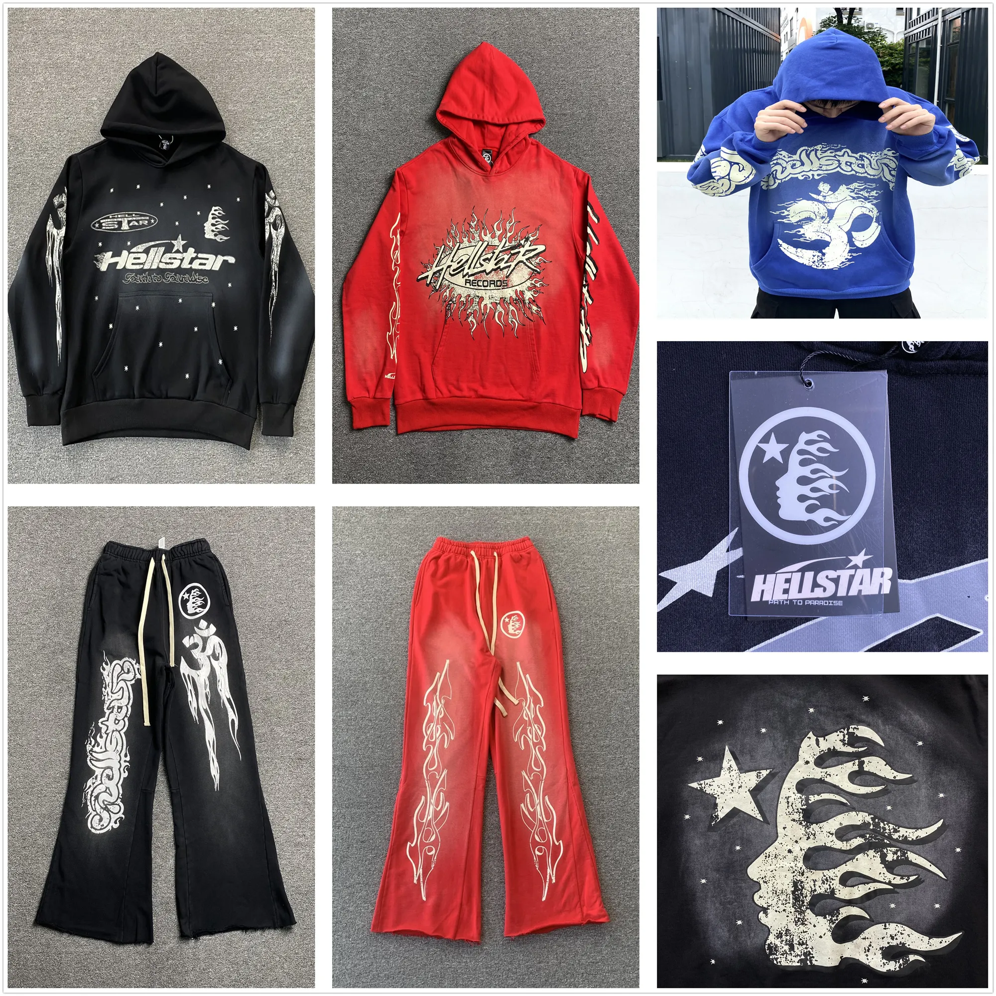 Herren-Kapuzenpullover, Hellstar-Kapuzenpullover, Designer-Kapuzenpullover, Trainingsanzug, Sweatshirts, Porträt, Hauptstraße, Tide, verdickt, Vintage-Waschung, um alte, bemalte Taschen, Pullover, Kapuzenpullis herzustellen