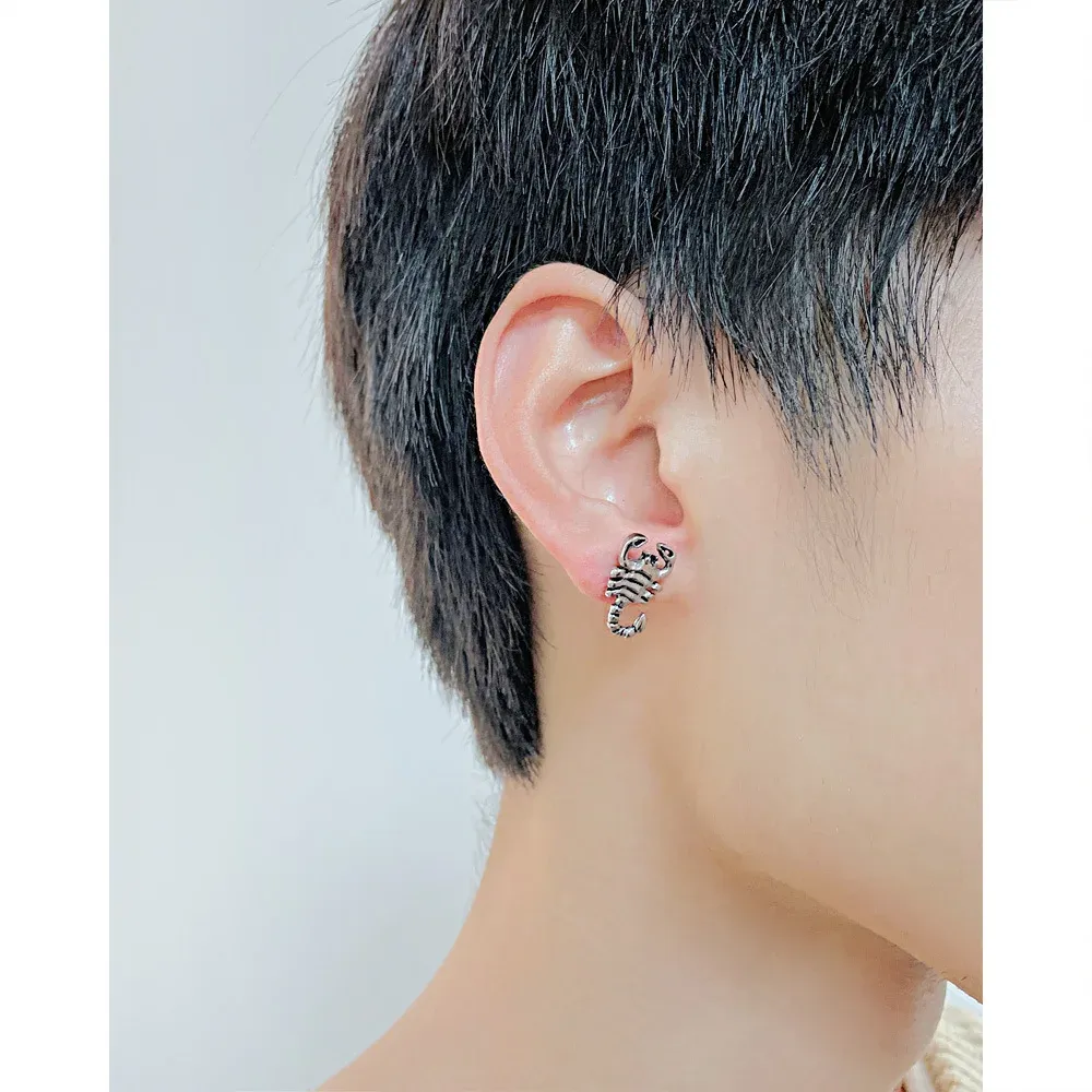 Personalized Hip-hop Style Earrings Fashion 14K White Gold Scorpion Mens Earrings