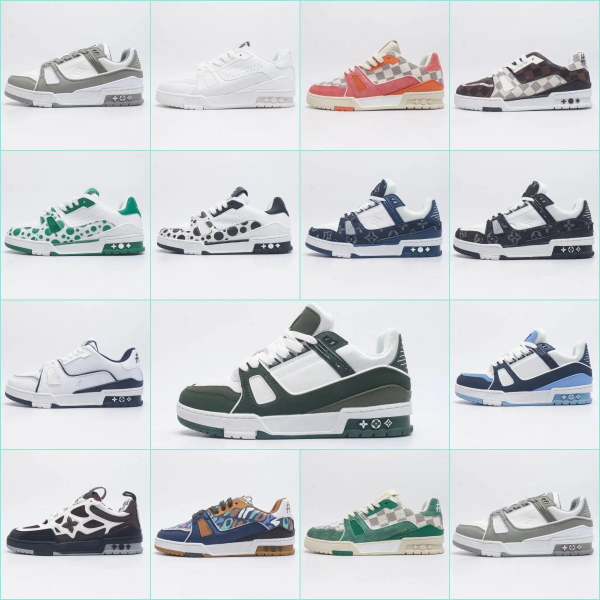 Designer Luxe Heren Dames Wit Olijf Vintage Sneakers Virgil Casual Schoenen Kalfsleer Abloh Zwart Groen Rood Blauw met leer bedekt terras buiten lage wandelschoenen