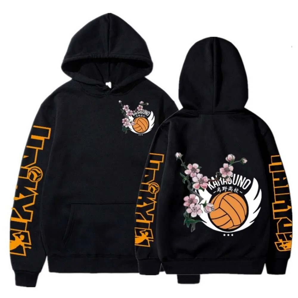 Japan anime haikyuu hoodies män kvinnor karasuno high school volleyboll tryck tröjor hip hop fleece sudadera modekläder