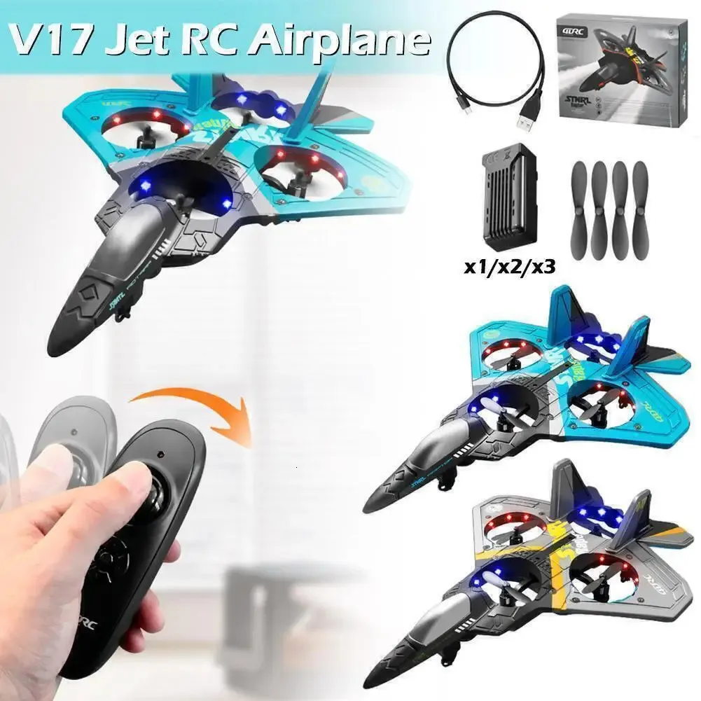 V17 RC Uzaktan Kumanda Uçak 24G Fighter Hobi Uçak Epp Fam Toys Drone Kids Açık Spor Hediyeleri 231229