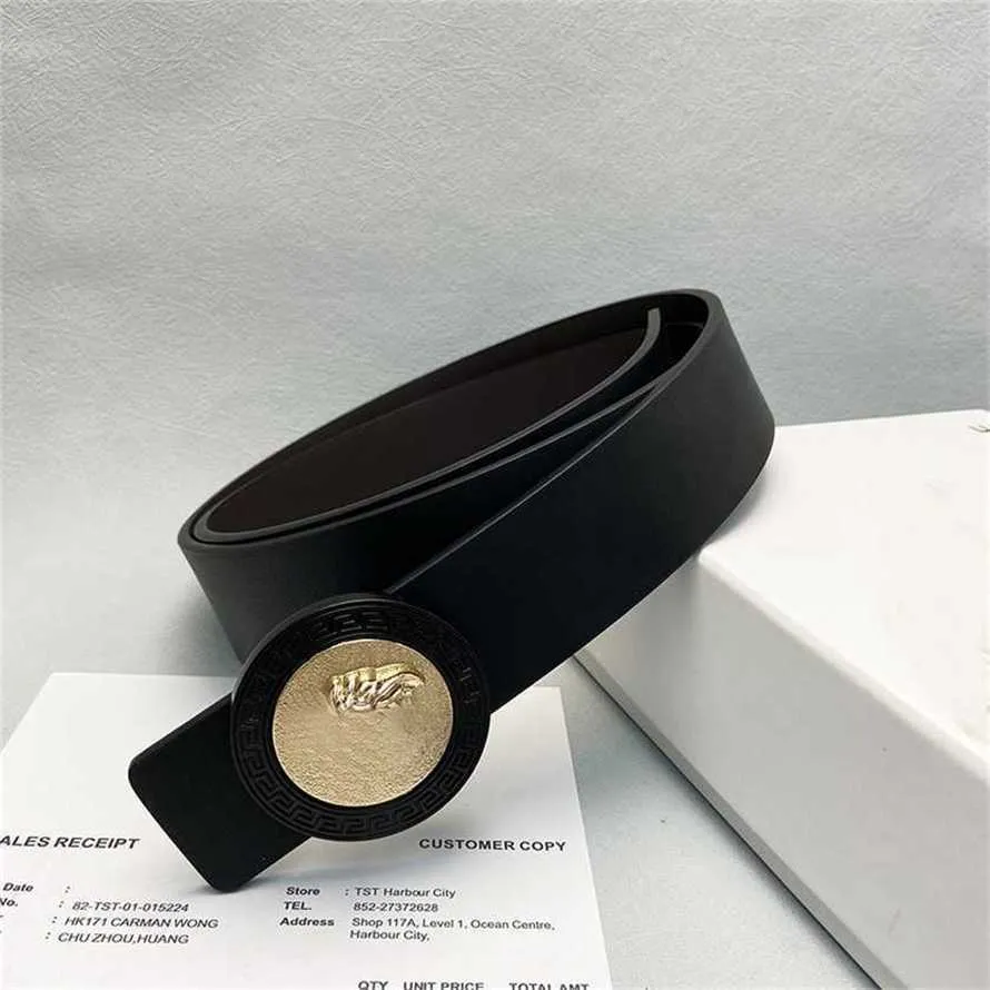 50% OFF Designer New Belt double face bicolore en cuir véritable tête de beauté monstre marin 3.8cm ceinture