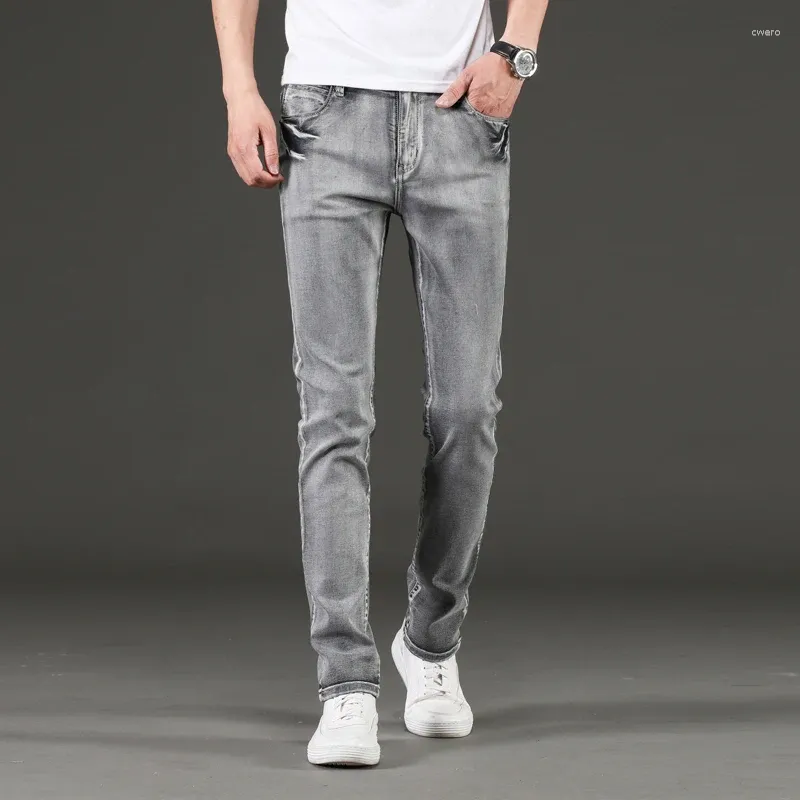 Jeans para hombres Gris 2024 Primavera Estilo clásico Negocios Casual Pantalones de mezclilla elásticos Elegante Ajuste regular Juventud Delgado