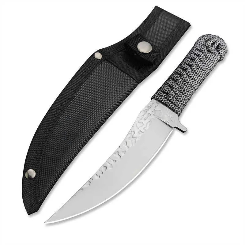 Outdoor Parachute cord Handle Tactical Fixed Blade Knife Full Tang EDC Camping Hunting Knives with Sheath