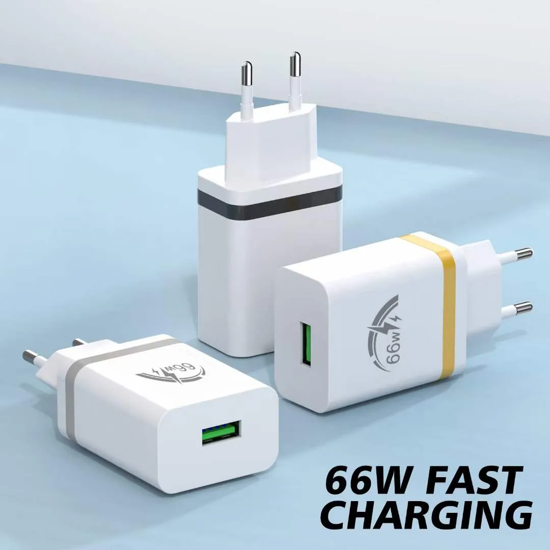 Chargeur USB 66W, prise de charge rapide 6A, adaptateur d'alimentation pour téléphone portable Xiaomi Huawei Pro P40 P30 Mate30 Samsung