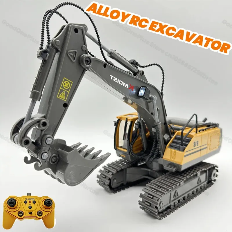 Kmoist Rc Excavator Truck 24G Alloy Remote Control Bulldozer Toy Electric Engineering Car Toys for Boys Kids Gift 231229