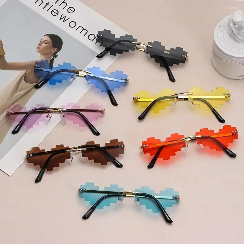 Sunglasses Gift Novel Festival Party Cosplay Shades Gamer Robot Heart Glasses Pixelated Mosaic