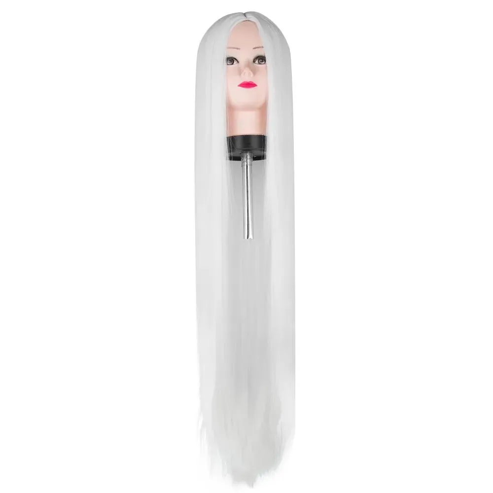 Perucas cosplay peruca sintética resistente ao calor 100 cm/40 "longo reto traje halloween carnaval branco feminino senhora cabelo para festa salão de beleza sh1