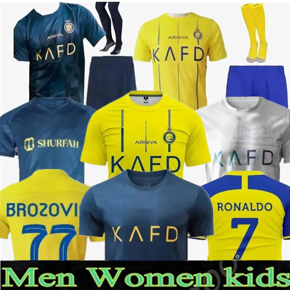 Al Nassr FC Soccer Jerseys Ronaldo 2023 2024 Home Yellow Away 23 24 Cr7 Gonzalo Martinez Talisca Ghislain Konan Vincent Aboubakar Men Football Shirt Al-Nassr FC