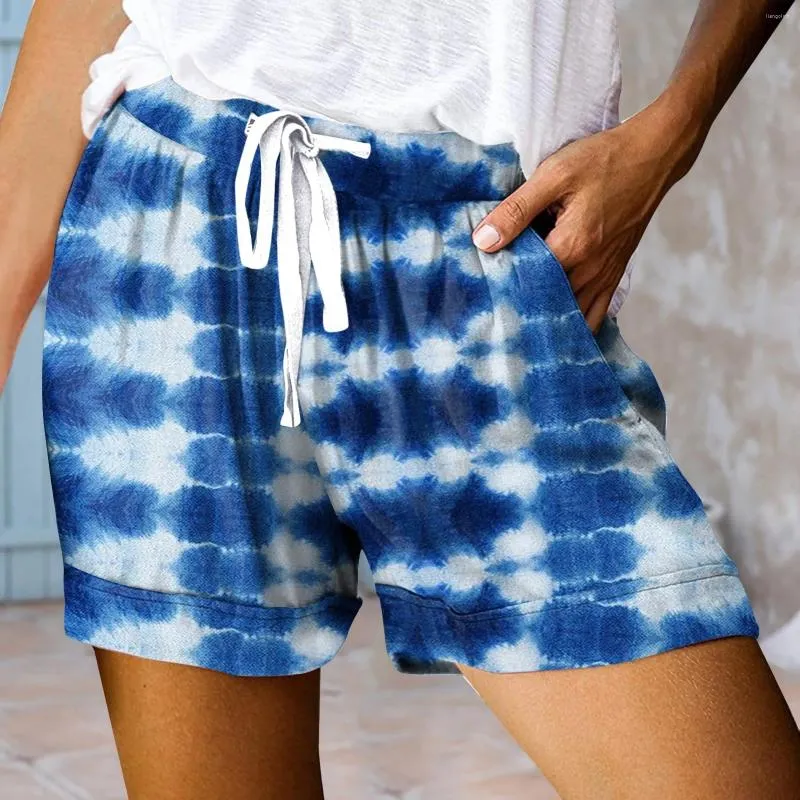 Damesshorts Dames Trekkoord Tie-Dye Strandzakken Elastische taille Mini korte broek Mujer Lente Zomer Casual Los Comfy Cortos