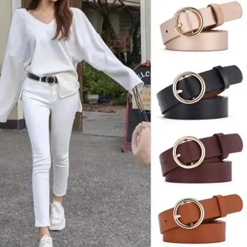 Kemer – ceintures rondes pour femmes et filles, Style coréen, Vintage en métal, décoration de boutons en PU, ceinture de taille large, robe de loisirs, accessoire en jean