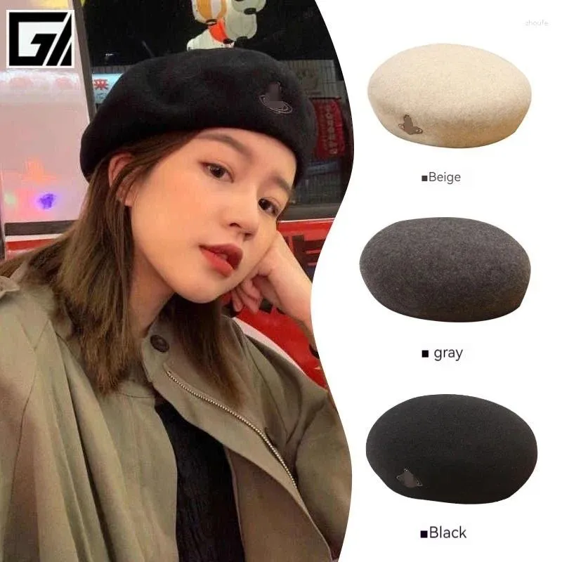Berets Stylish And Comfortable Warm Autumn Winter Ladies Pure Wool Embroidered Beret Vintage Adjustable Painter Hat