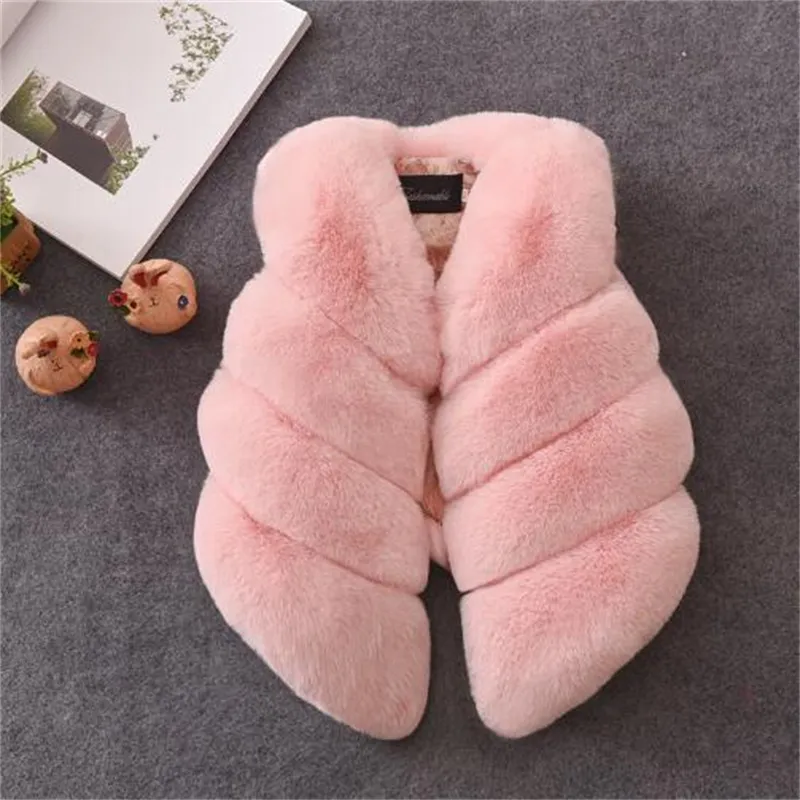 2024 Autumn and Winter New Children's Jackets Patchwork Imitation Fur Vest for Boys and Girls Thickened Fashion Elegant Faux Fur Coat