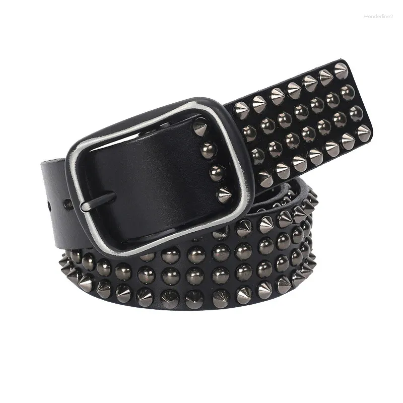 Riemen 3,8 cm breed topnerf echt leer cowboy riem gesp vintage metalen klinknagel punk voor mannen cross rock jeans