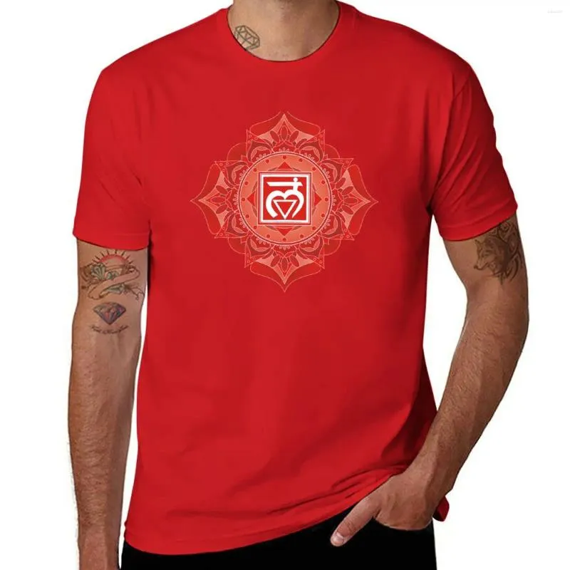 Heren T-shirts Rode Chakra Muladhara Wortelsymbool T-shirt T-shirts Man Edition Shirt Kleding voor heren Katoen