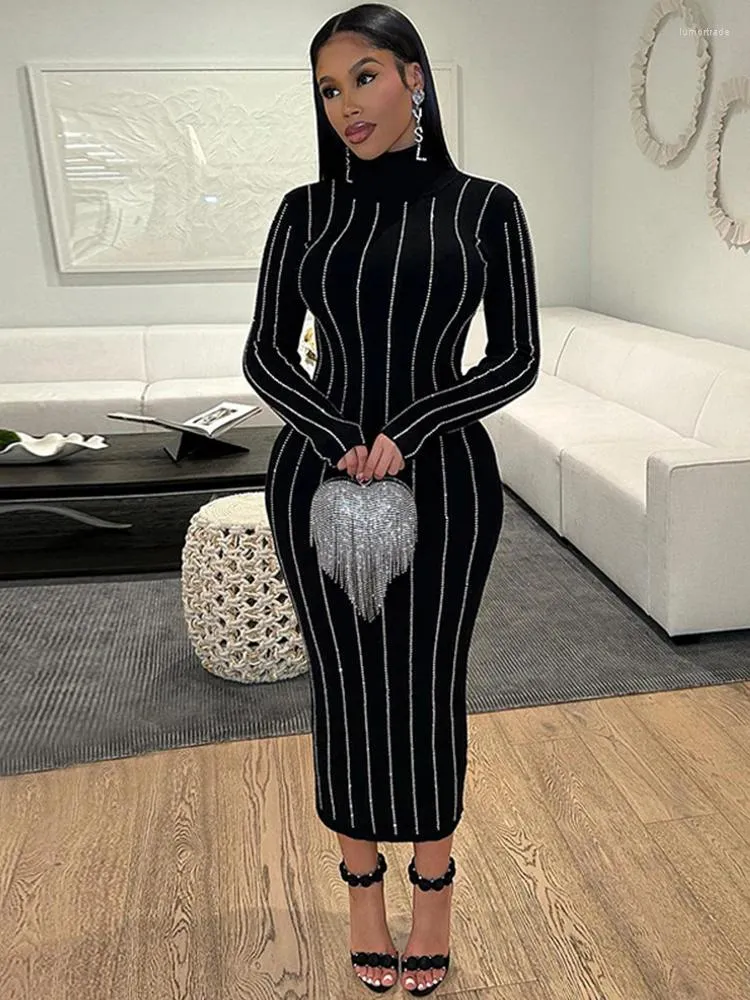 chinese dress ladies Long Sleeve Turtleneck Maxi