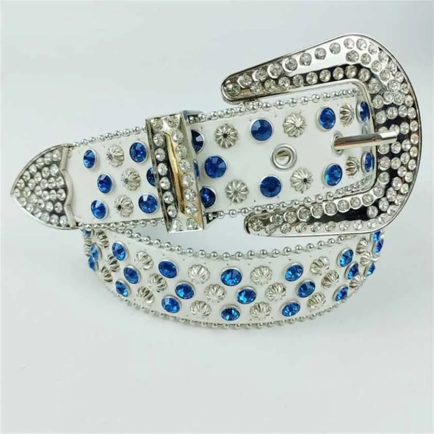 52% Designer New Rivet Inlaid Diamond Explosion Flashing Men's and Women's Playing Cool Couple Belt