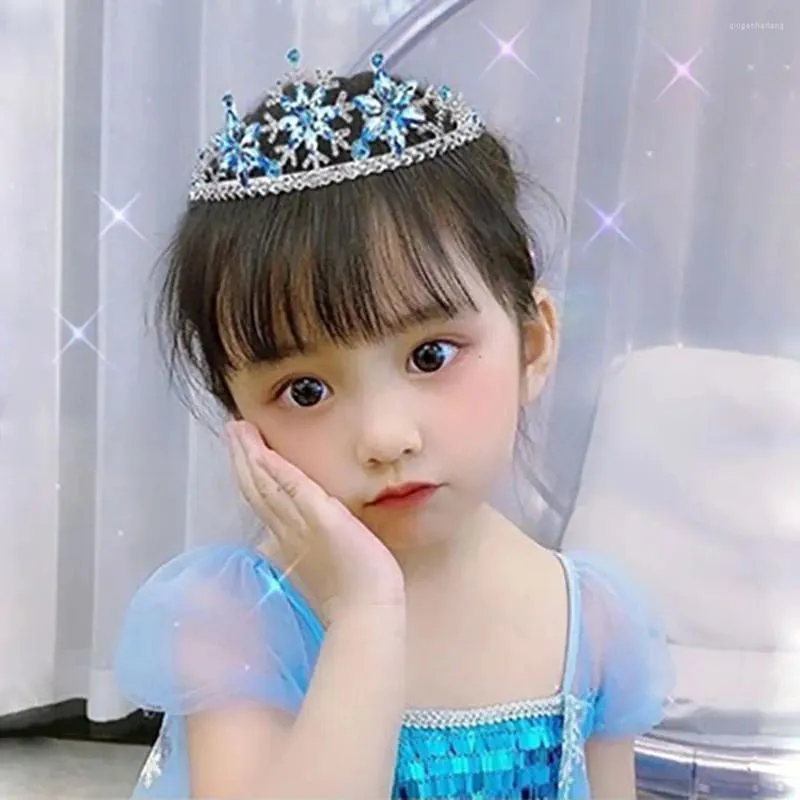 Hair Accessories Role Play Children's Princess Crown Girls Crystal Snowflake Headband Shiny Tiara Hairband Headdress
