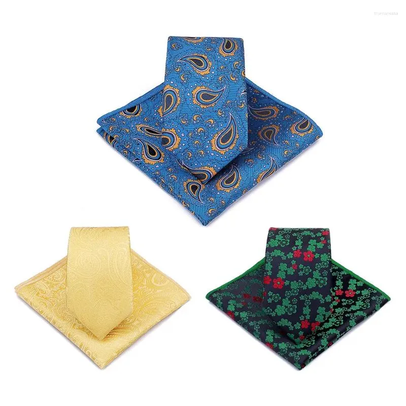 Papillon VEEKTIE marca fazzoletto da taschino set cravatte moda per uomo 6 cm fazzoletto sottile fazzoletto paisley fiore floreale verde blu marrone abito