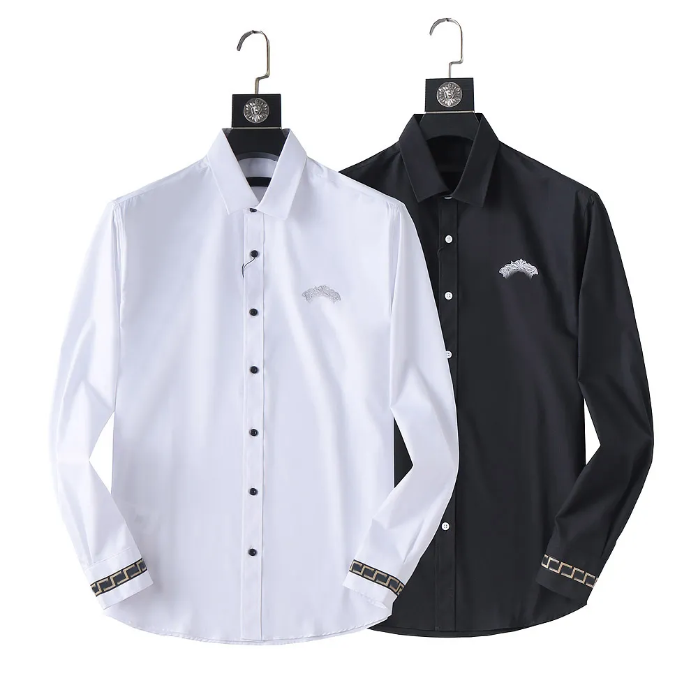 Mense Casual Shirts Luxury High-End Slim Silk Dress Shirt Långärmad avslappnad affärskläder Vit