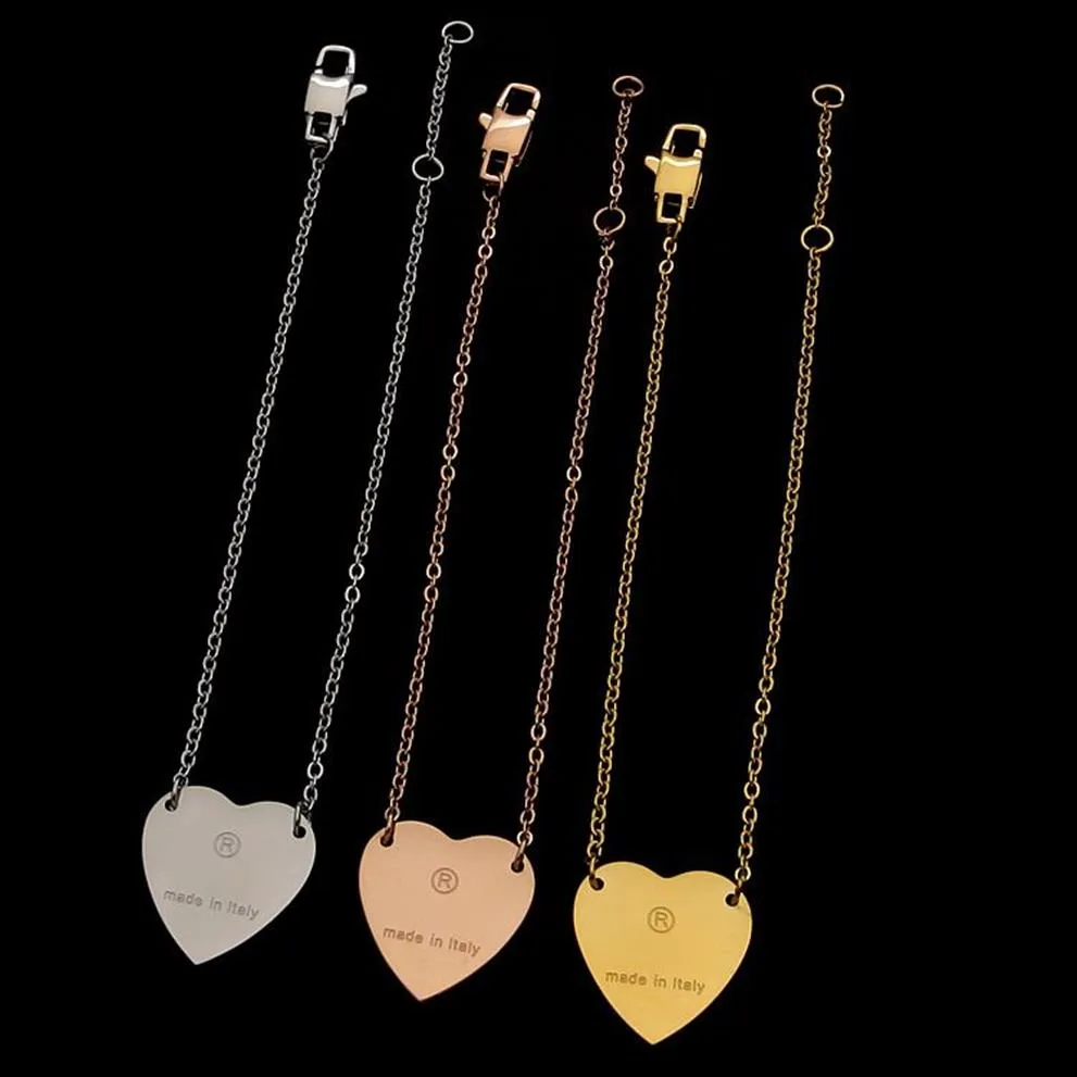 Haute Qualité 3 Couleurs Femmes Designer Bracelets Amour Coeur Pendentif En Acier Inoxydable Or Pated Luxe Style Couple Bracelets Lady Part221D