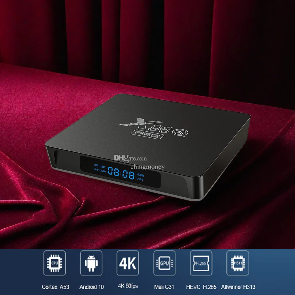 X96Q Pro TV -låda Android 10 2.4G Allwinner H313 Quad Cortex A53 1GB/8GB 2GB/16GB Media Player Mottagare HD Input Set Set Box