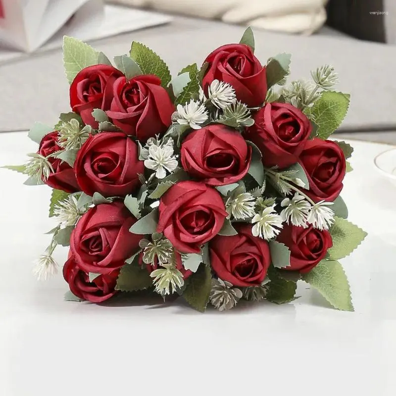 Decoratieve bloemen Ijzerdraad Kunstplanten Prachtige rozenboeket Simulatiebloem Bruidshand Voor niet-vervagend Multifunctioneel