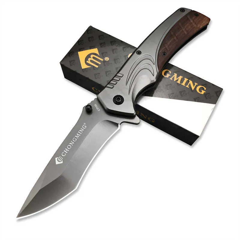 CM86 Складной карманный нож из нержавеющей стали с инкрустированной деревянной ручкой для кемпинга, EDC, охоты