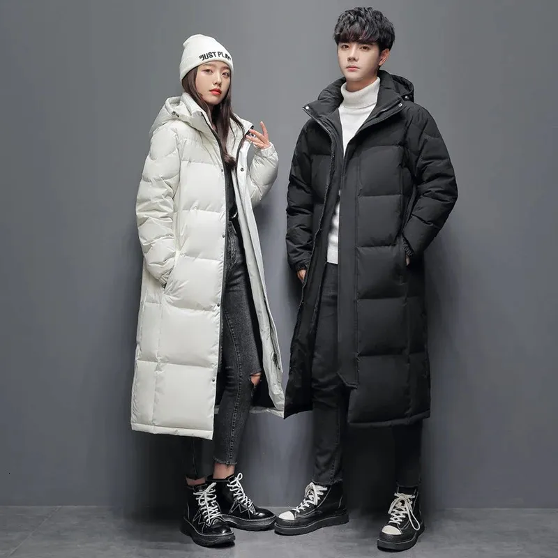 -20°C Down Jacket Men Long Jackets Winter Warm Lightweight White Duck Down Coats Men Streetwear Overcoats Women Clothing 231229