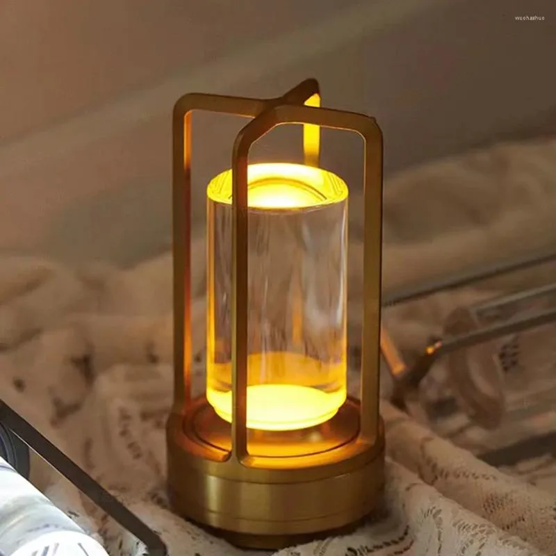 Lámparas de mesa Lámpara LED Dormitorio Escritorio de noche Recargable Táctil Atenuación Comedor Decorativo