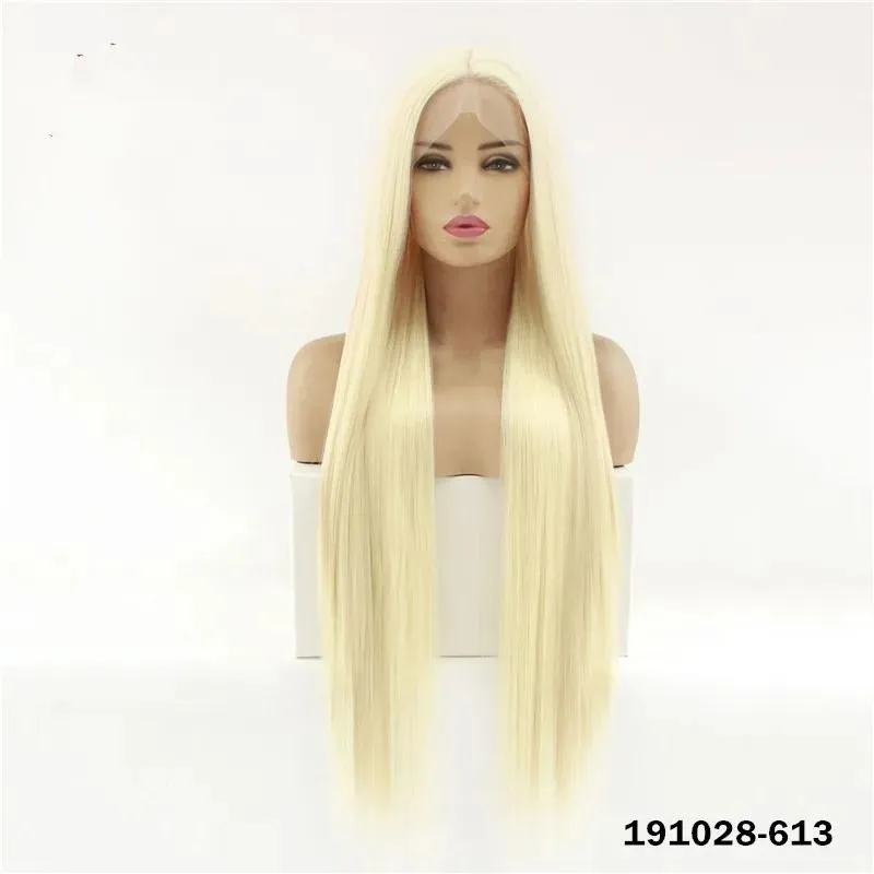 Peruki 30 cali 613# blondynka Pełna prosta syntetyczna Remy włosy koronkowe przednie peruki ludzkie włosy Perruques de cheveux humains Wig