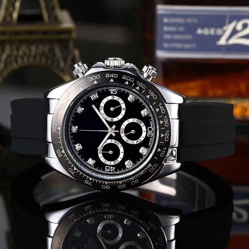 Designer de luxo relógios masculinos marca superior relógio cronógrafo pulseira de borracha cronômetro 42mm dial relógios de pulso todos os sub-mostradores trabalhando f257u