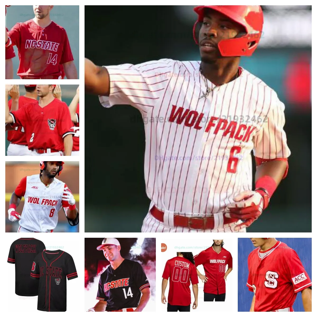 Personalize o NC State Carson Falsken Wolfpack NCAA College Baseball costurou camisas qualquer nome Qualquer número usa Brandon Crabtree Matt Heavner Peyton Young Zupito