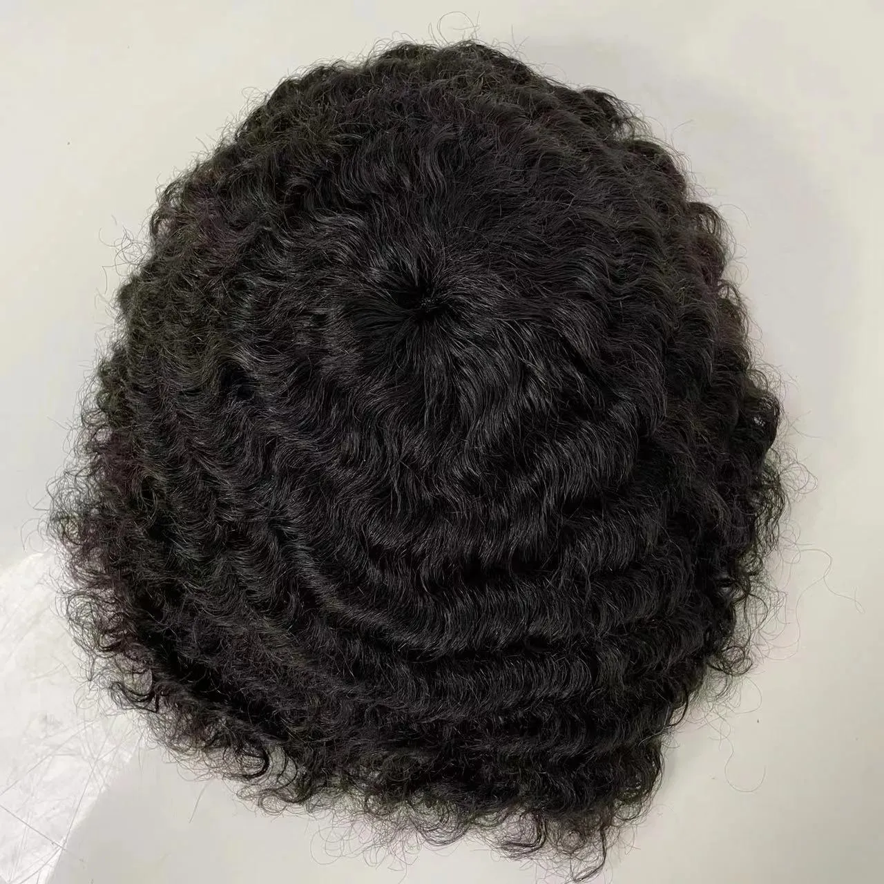 Perruques 12mm Afro Wave Human Hair Pièces 8x10 Full Lace Toupée Pour Hommes Noirs Couleur Noire Malaisienne Vierge Remy Postiches Afro-Américain