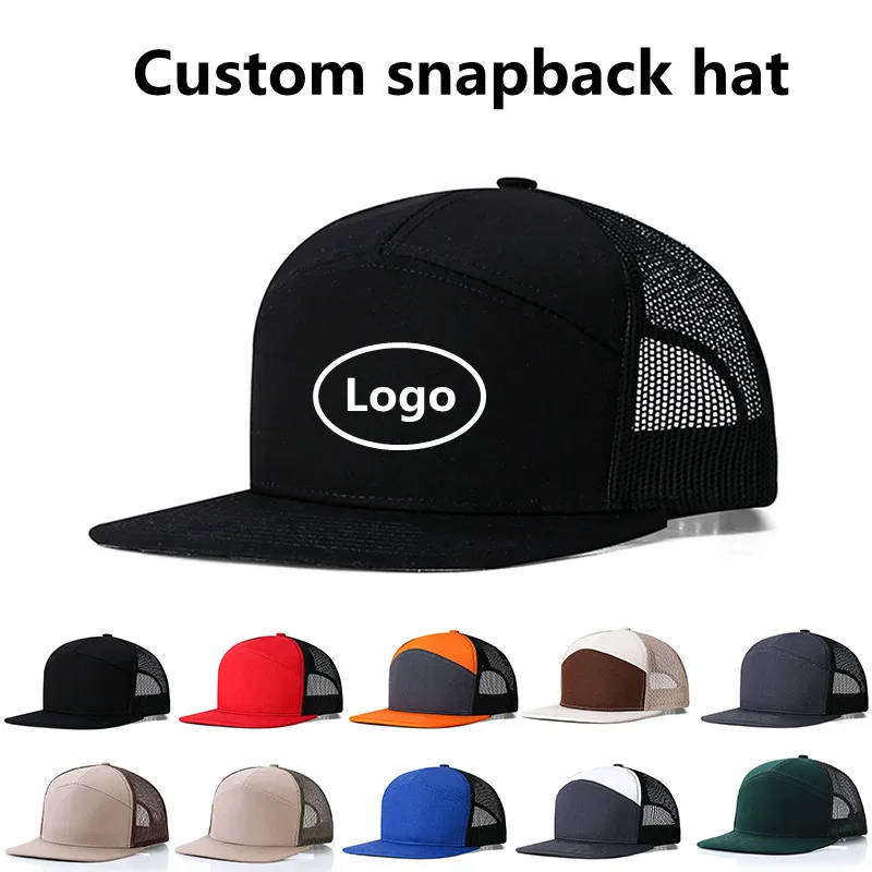 Trucker Hats Logo Custom Baseball Caps Hip Hop Justerbara 7 Paneler Snapback Adult Kids Size Brodery Printing Logo Spring Summer Sun Visor