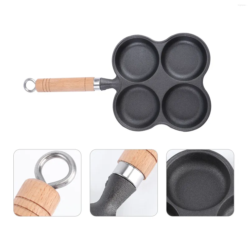 Pans Four Hole Omelette Griddle Pan Egg Cooking Tool Non-stick Cooker Cast Iron Frying Stove