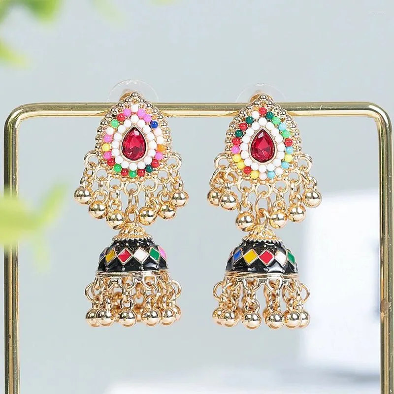 Dangle Earrings Bohemian Colorful Beads Ethnic Women's 2024 Fashion Enamel Lantern Long Jhumkas Wedding Jewelry