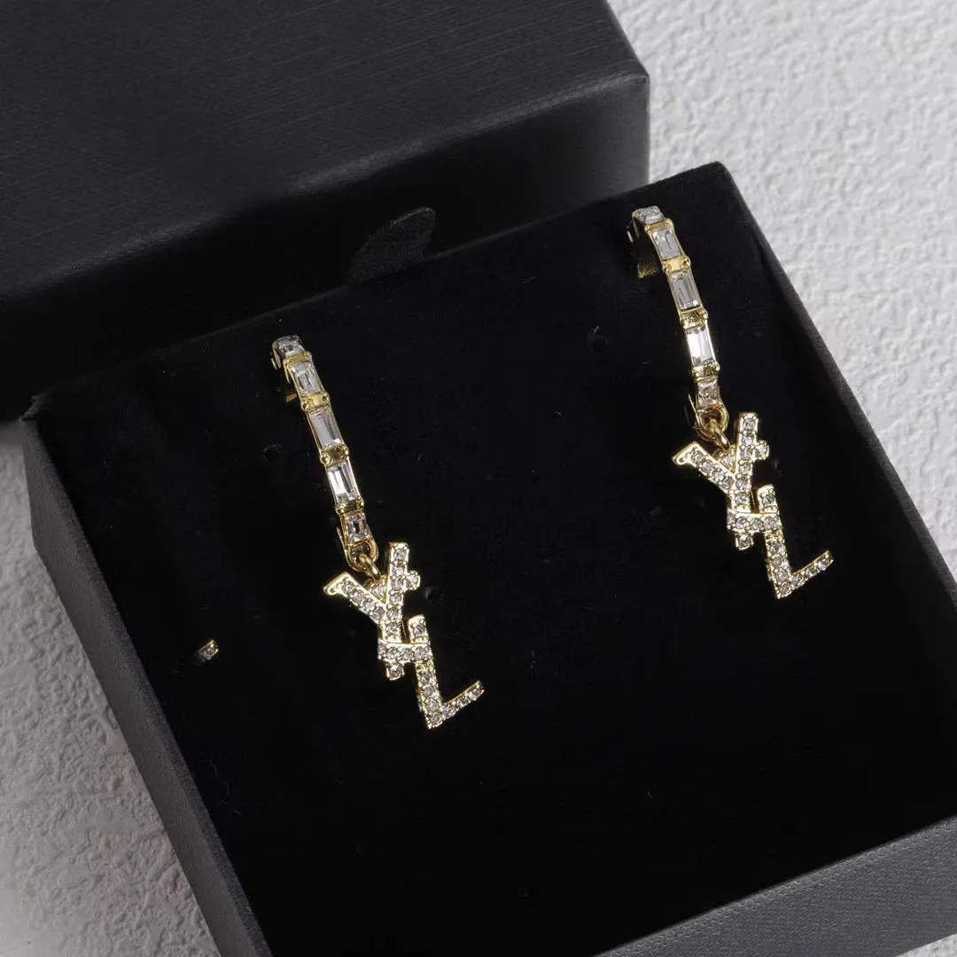 Boucles d'oreilles à la mode Aretes Orecchini pour femmes, fête de mariage, cadeau de fiançailles, bijoux avec boîte 1231