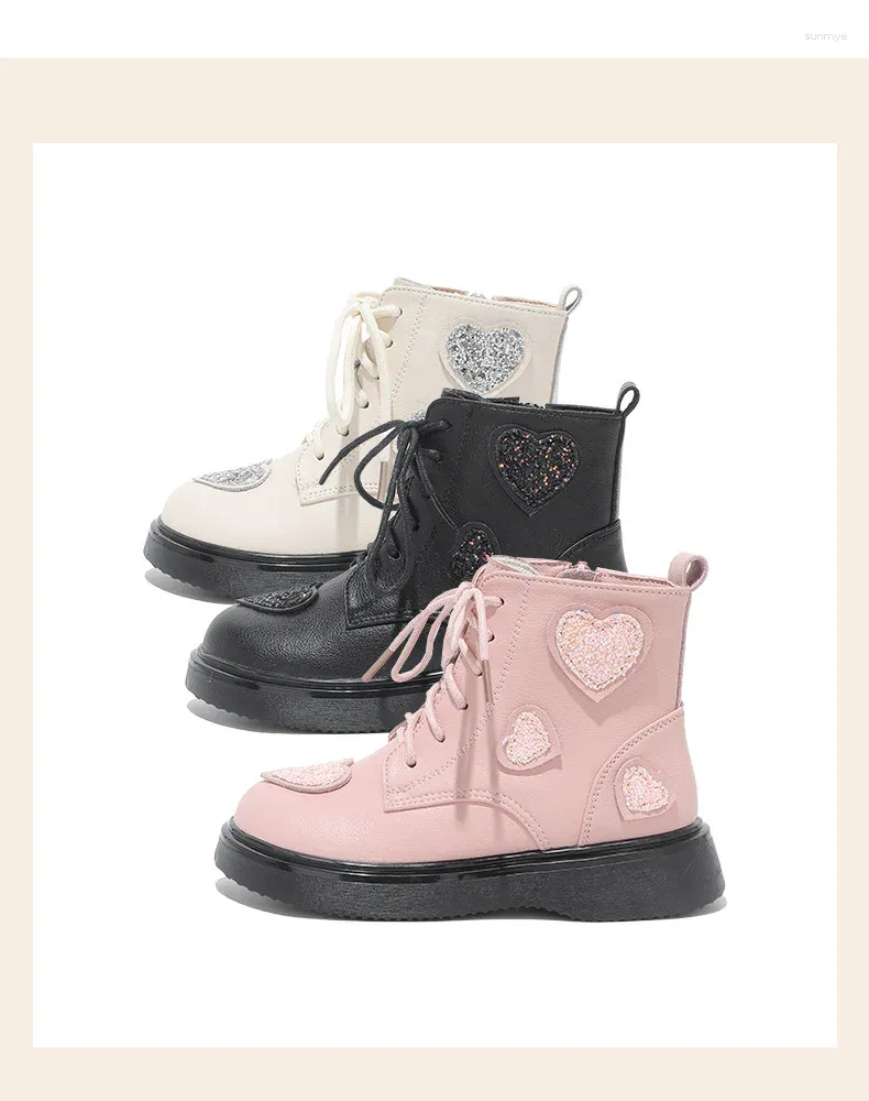 Boots Boutique skóra dla dziewcząt Prosta klasyczna moda dla dzieci wielokolorowa wielokolorowa wzorzystwo w sercu Flash Long Winter Buty