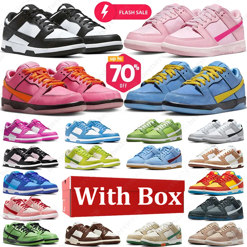 With Box 2024 men women designer casual popular shoes panda sneakers white black triple pink blue raspberry green laser orange GAI lows mens trainer