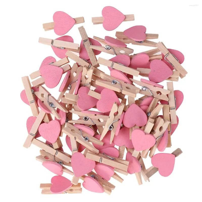 Frames 50pcs Love Wood Clips Beautiful Small Fixation For Po Painting (Pink)
