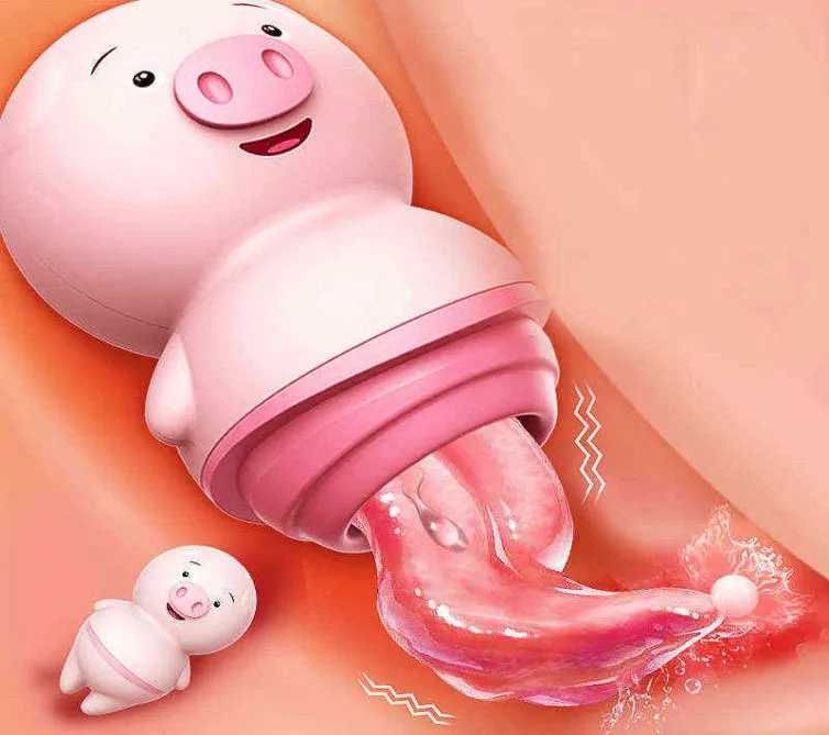 NXY Vibrators Cute Pig Tongue Lick for Women Anal Clitoris Nipple Massager Female Sex Toys Adult Product Erotic Machine Sextoys Sh9138980