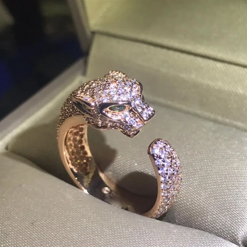 panthere serie anillo vintage retro Piedras joyería 18K chapado en oro reproducciones oficiales moda avanzada diamantes exquisito regalo h258r