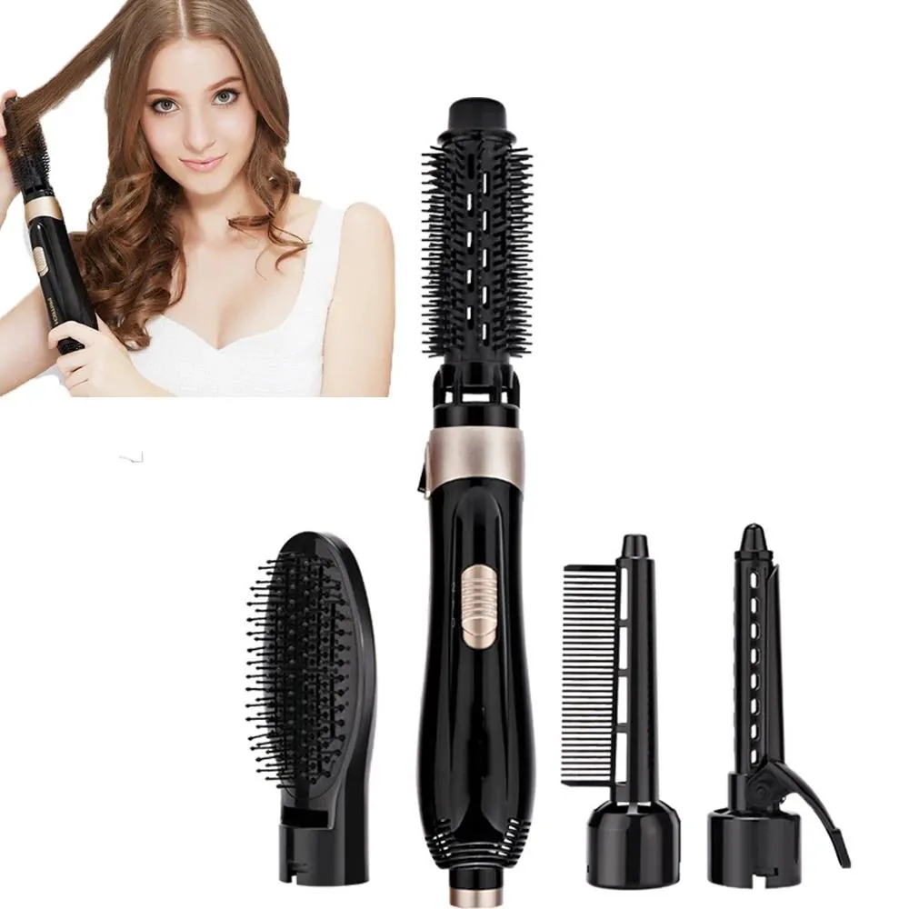 Secadores Multifuncional 4 en 1 Peine de pelo Secador Volumizador Cepillo de pelo giratorio Alisado del cabello Curling Herramienta de peinado profesional