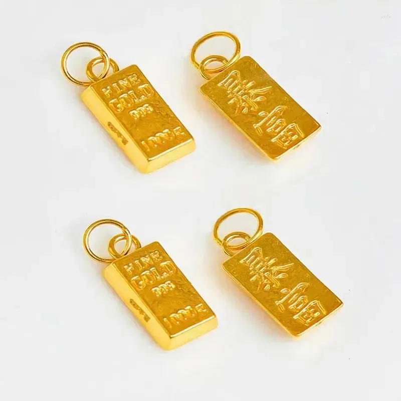 Pendants YUNLI Real 24K Pure 999 Gold Pendant Necklace Luxury Bricks Design For Women Fine Jewelry Gift